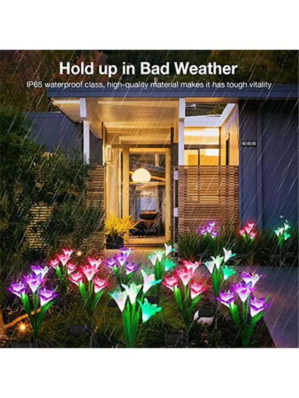 Solar Garden Lights Outdoor Waterproof Color Changing Flower Stake Yard Decor